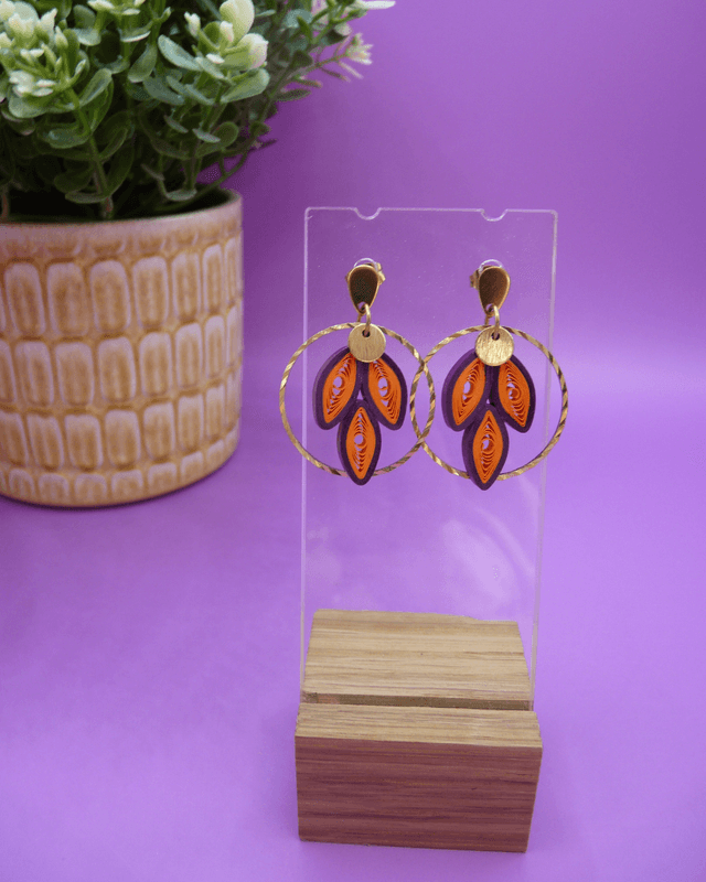 Boucles d&#039;oreilles Calypso - Orange et prune